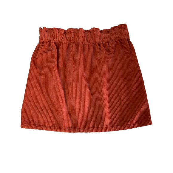 Pacsun Rust Corduroy Mini Skirt 25 Paperbag Waist Button Front Fall Aesthetic - Picture 3 of 5